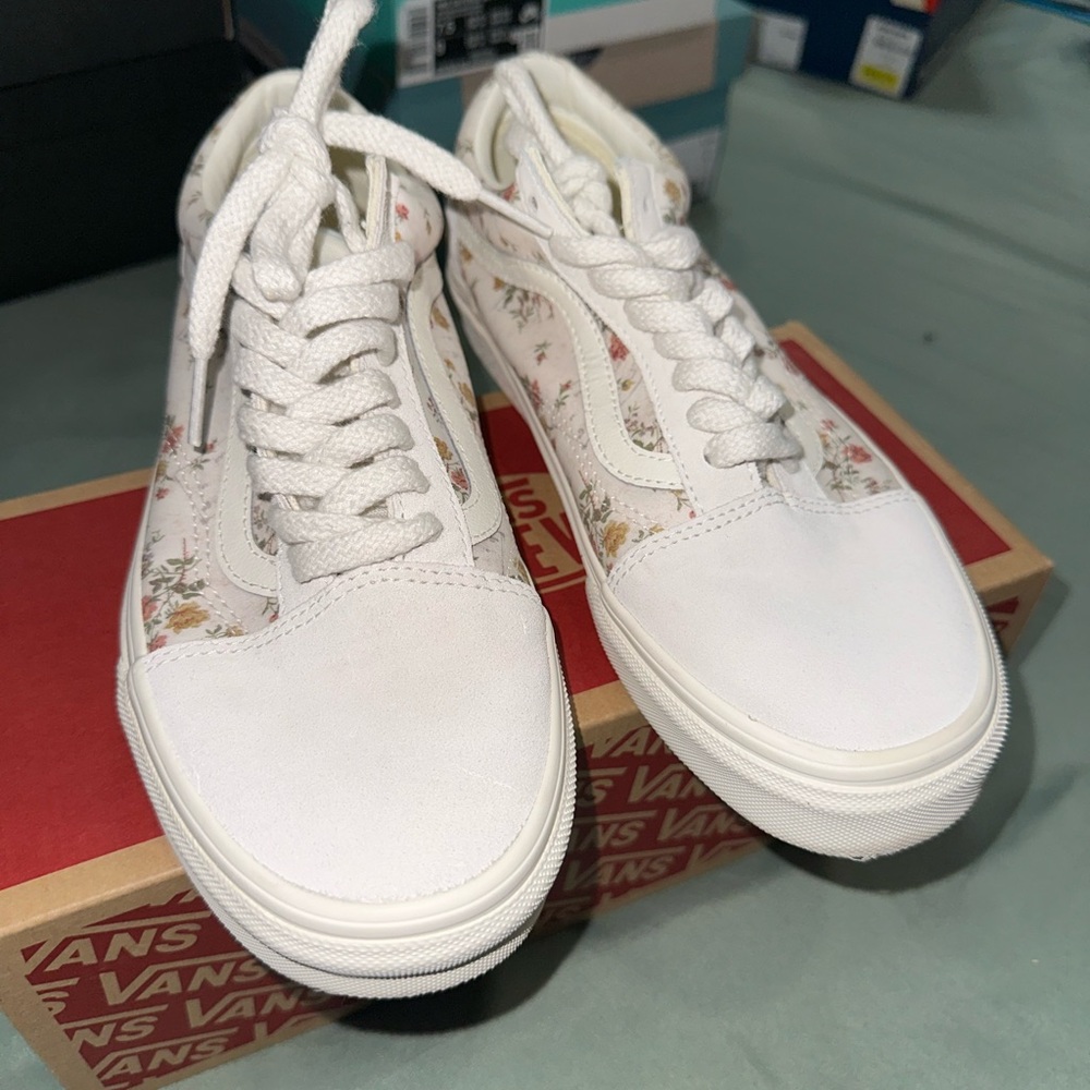 Vans White Cream Athletic Shoes with Canvas Upper